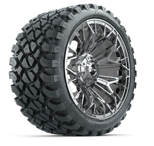 Set of (4) 15 in GTW® Stellar Chrome Wheels with 23x10-R15 Nomad All-Terrain Tires NIVEL