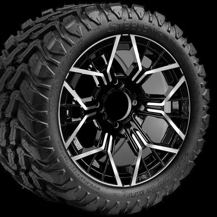 12″ Mantis Machined/Black Wheel – Aluminum Alloy / STEELENG 20″x10″-12″ Mud Terrain Tire STEELING