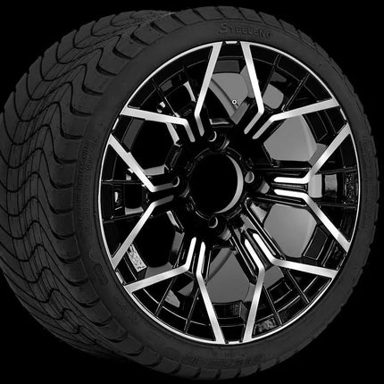 12″ Mantis Machined/Black Wheel – Aluminum Alloy / STEELENG 215/35-12 Low Profile Tire STEELING