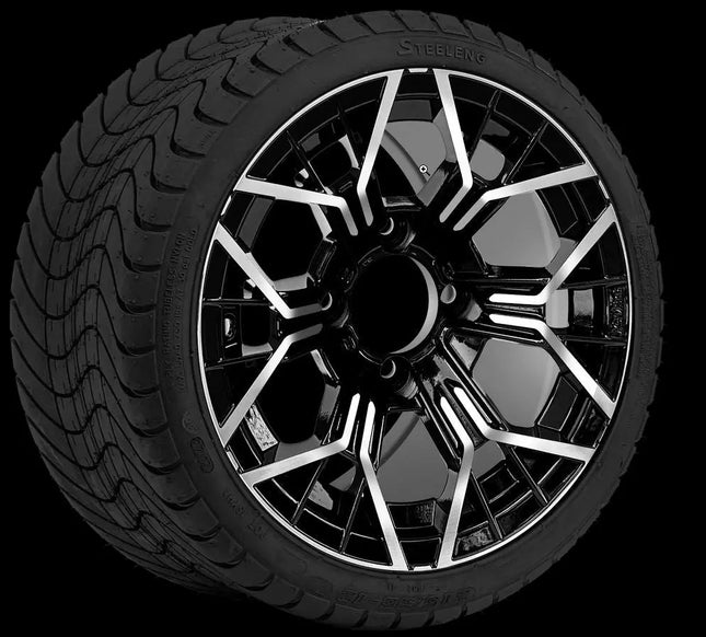 12″ Mantis Machined/Black Wheel – Aluminum Alloy / STEELENG 215/35-12 Low Profile Tire STEELING