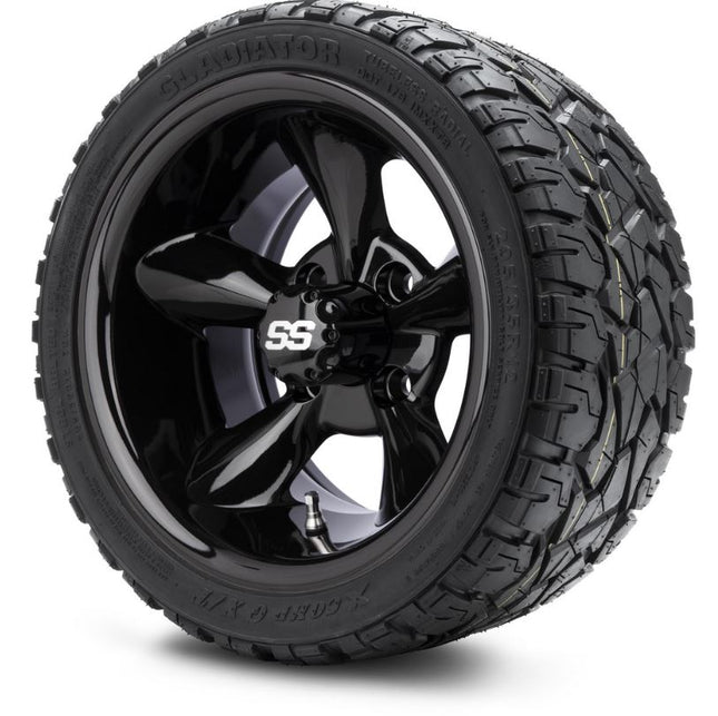 MODZ® 12" Godfather Glossy Black Wheels and Off-Road Tires Combo MODZ