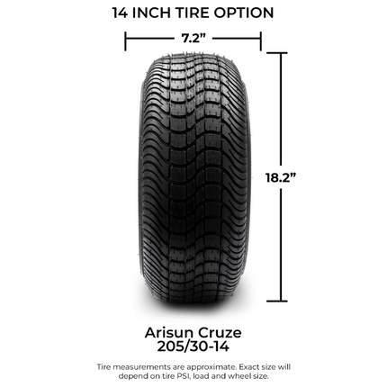 Arisun Cruze Street Golf Cart Tire 205/30-14 DOT (4 Ply) MODZ