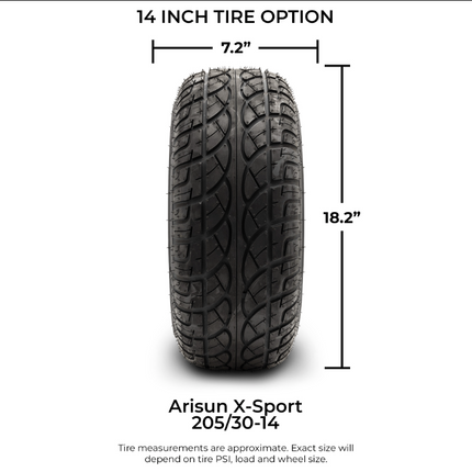 Arisun X-Sport Street Golf Cart Tire 205/30-14 DOT (4 Ply) MODZ