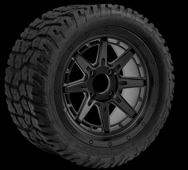 14″ Wolverine Matte Black Wheel – Aluminum Alloy / STEELENG 22″x10.5″-14″ GATOR All Terrain DOT Approved Steeleng