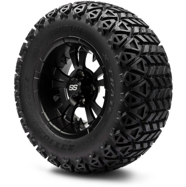 MODZ® 12" Vampire Matte Black Wheels & Off-Road Tires Combo Steeleng