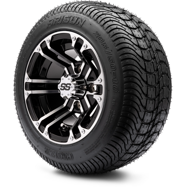 MODZ® 10" Enforcer Machined Black Wheels & Street Tires Combo MODZ