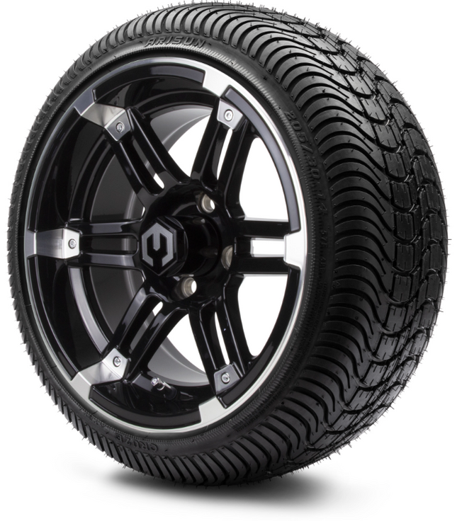 MODZ® 14" Aftershock Machined Black Wheels & Street Tires Combo MODZ