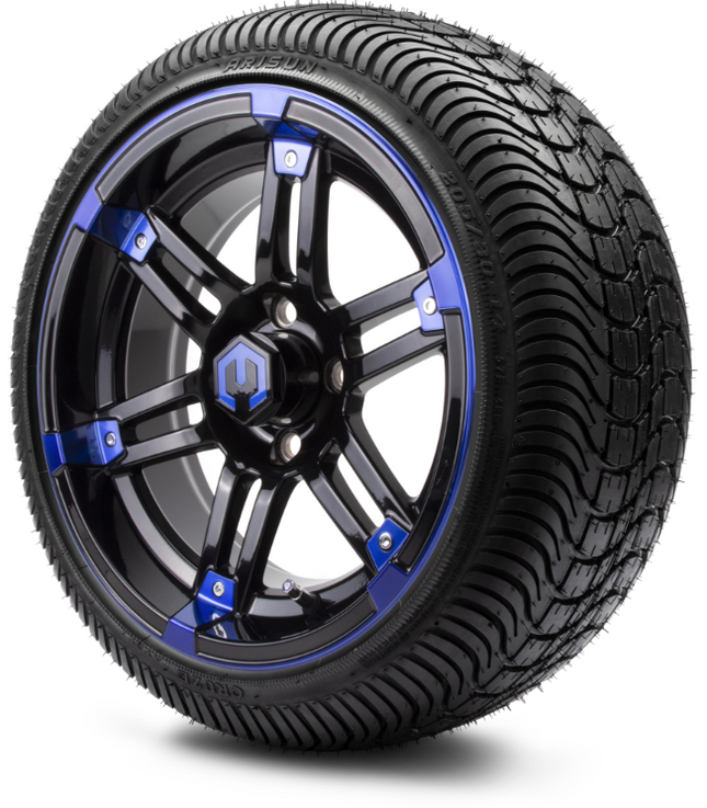 MODZ® 14" Aftershock Blue and Black Wheels & Street Tires Combo MODZ