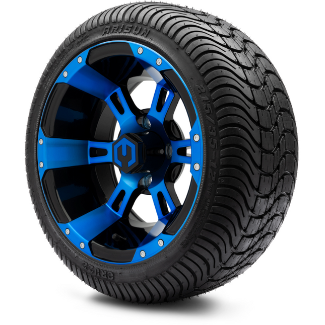 MODZ® 14" Ambush Blue and Black Wheels & Street Tires Combo MODZ