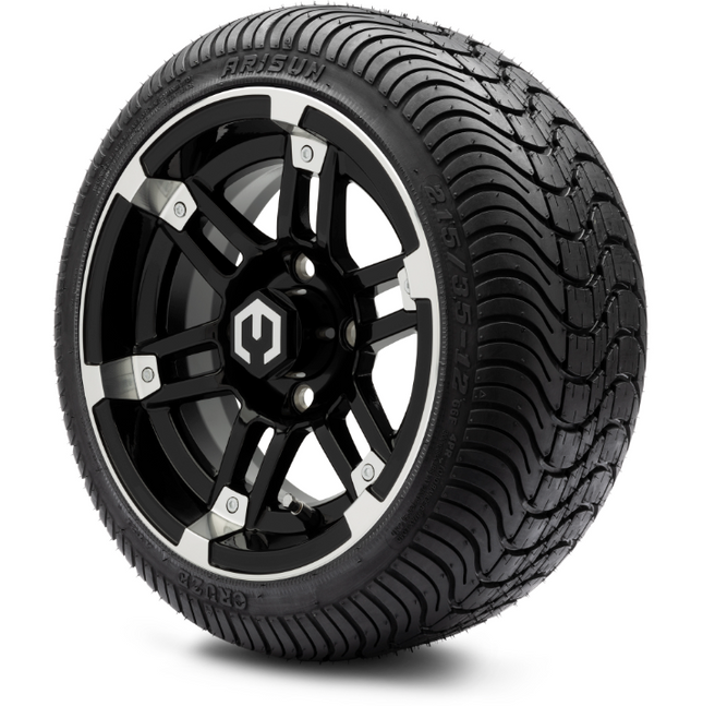 MODZ® 12" Aftershock Machined Black Wheels & Street Tires Combo MODZ