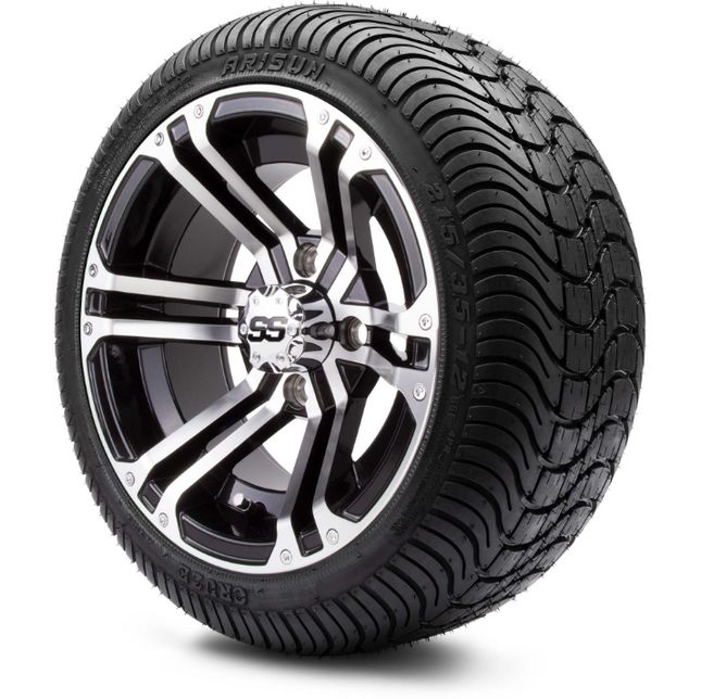 MODZ® 12" Enforcer Machined Black Wheels & Street Tires Combo MODZ