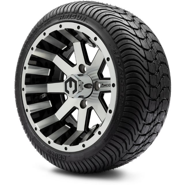 MODZ® 12" Assault Machined Black Wheels & Street Tires Combo MODZ