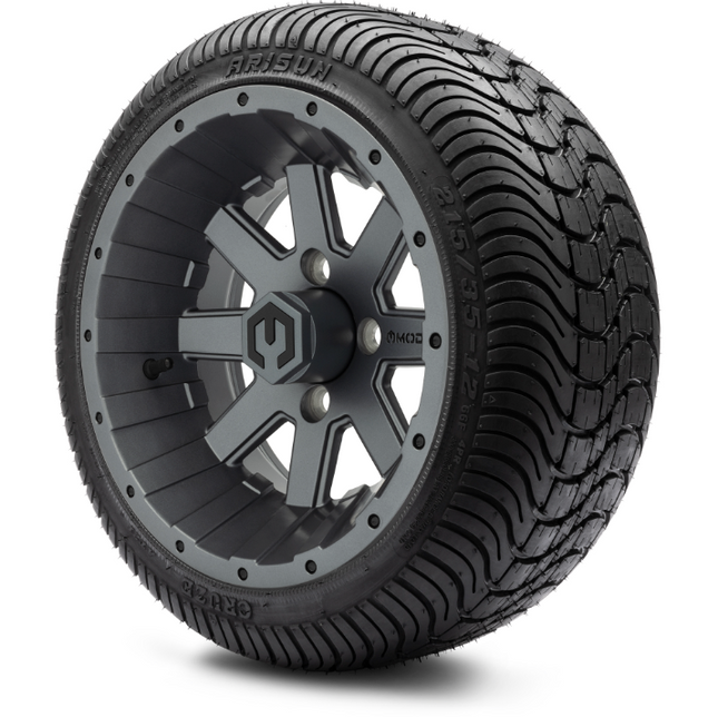 MODZ® 12" Assault Matte Gunmetal Wheels & Street Tires Combo MODZ