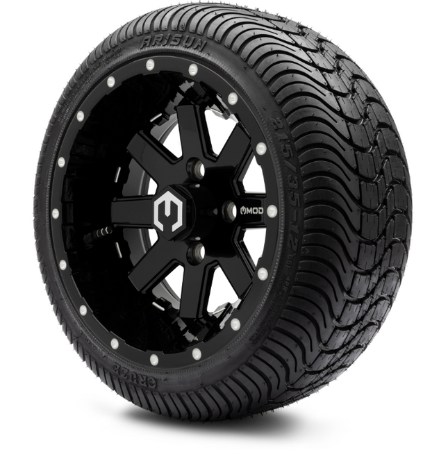 MODZ® 12" Assault Glossy Black with Ball Mill Wheels & Street Tires Combo MODZ