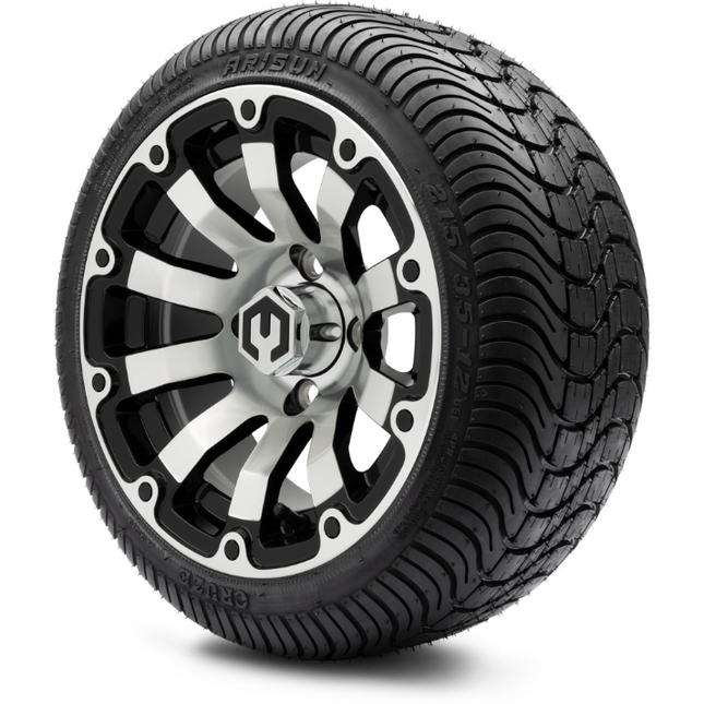 MODZ® 12" Bomber Machined Black Wheels & Street Tires Combo MODZ