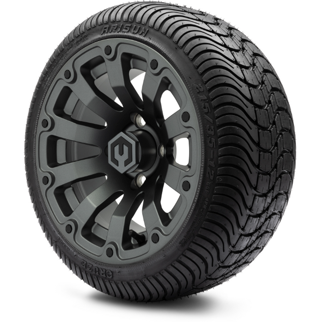 MODZ® 12" Bomber Matte Gunmetal Wheels & Street Tires Combo MODZ